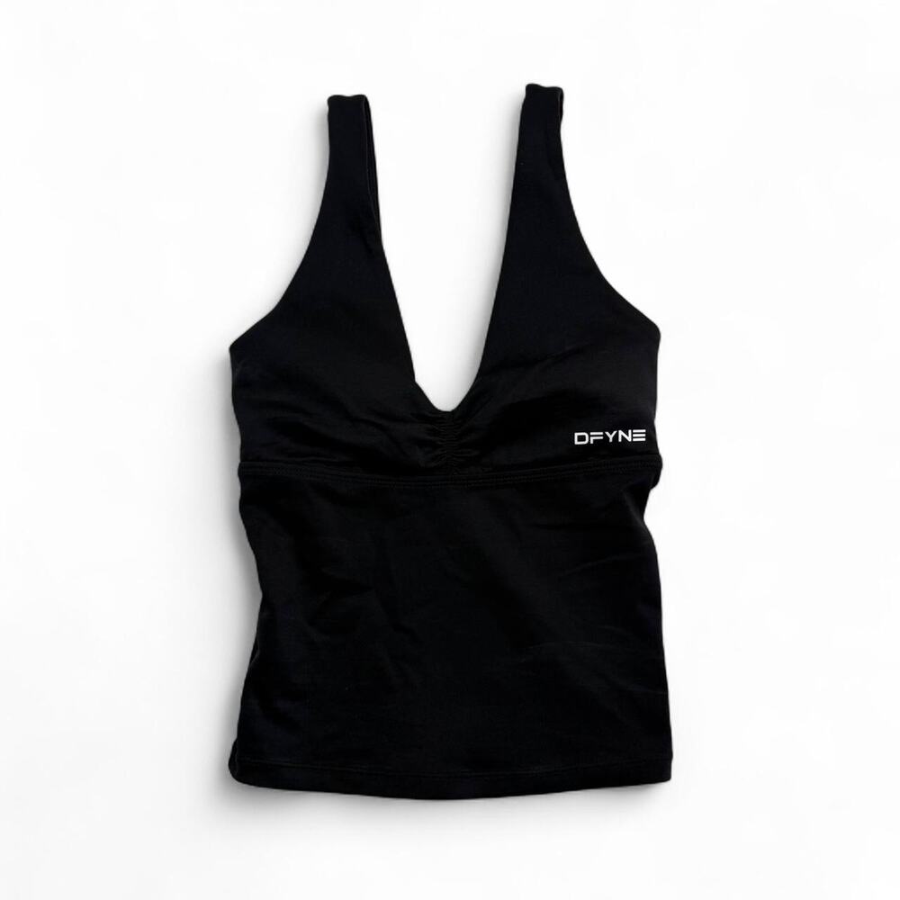 DFyne Hannah Pearson black super snatching fitted tank top open back size XXS